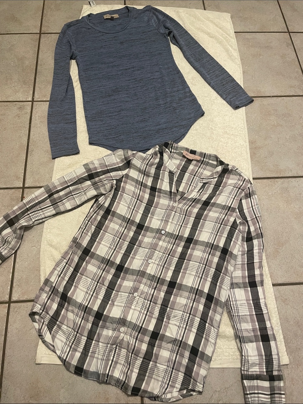 BUNDLE DEAL - Philosophy Long-Sleeve Button Top & Crew Neck
